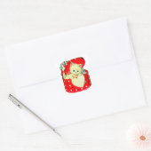 Cute Kitten Heart  Cat Retro Kat Vierkante Sticker (Envelop)