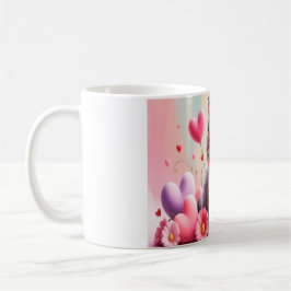 Cute kitten hearts flowers koffiemok