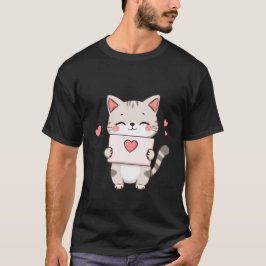 Cute Kitten Holding Heart Love Letter Art ✨🐾💌 T-shirt