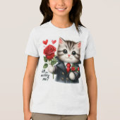 Cute Kitten Huwelijksaanzoek T-Shirt voor Kinderen (Voorkant)