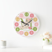 Cute Kitten Illustration Baby Girl Nursery Decor Grote Klok (Huis)