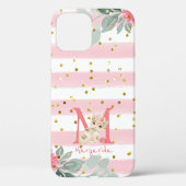 Cute Kitten Illustration Sweet Monogram Hoesje-Mat Case-Mate iPhone Case (Achterkant)