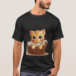 Cute Kitten in Basket Cozy Blanket Art ✨🐾🧺 T-shirt