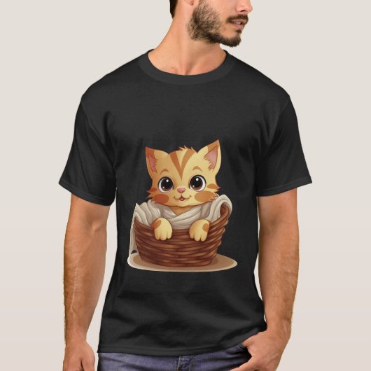Cute Kitten in Basket Cozy Blanket Art ✨🐾🧺 T-shirt (Voorkant)