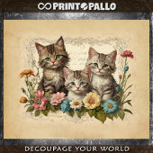 Cute kitten in bloemen compositie - tissuepapier