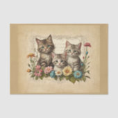Cute kitten in bloemen compositie - tissuepapier (Voorkant)