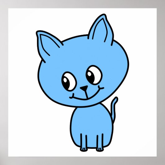 Cute Kitten, in Blue. Poster (Voorkant)