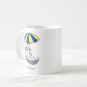 Cute Kitten in Blue & Yellow Hammock Koffiemok (Voorkant links)