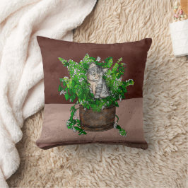 Cute Kitten in Catnip Antiek Pot Kussen