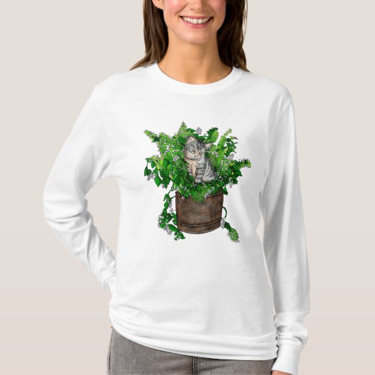 Cute Kitten in Catnip Pot T-shirt (Voorkant)