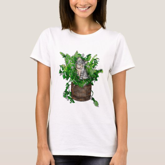 Cute Kitten in Catnip Pot T-shirt (Voorkant)