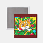 Cute kitten in de kerstboom magneet (Voorkant / Achterkant)