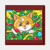 Cute kitten in de kerstboom magneet (Voorkant)