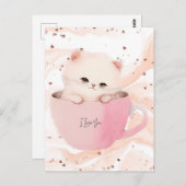 Cute Kitten in een Teacup Briefkaart (Voorkant / Achterkant)