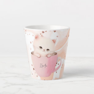 Cute Kitten in een Teacup Latte Mok
