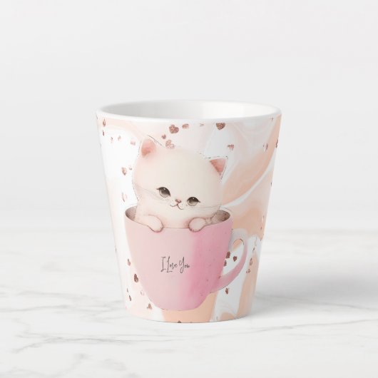 Cute Kitten in een Teacup Latte Mok (Voorkant)