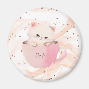 Cute Kitten in een Teacup Magneet