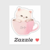 Cute Kitten in een Teacup Sticker (Vel)