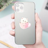 Cute Kitten in een Teacup Sticker (Telefoon)