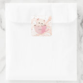 Cute Kitten in een Teacup Vierkante Sticker (Tas)