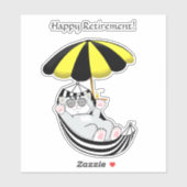 Cute Kitten in Hammock & Happy Retirement Text Sticker (Vel)