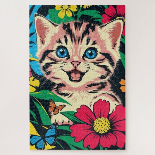 Cute Kitten in Pop Art Schilderstijl Puzzel (Verticaal)