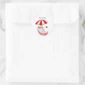 Cute Kitten in Red & White Hammock Greetings Ronde Sticker (Tas)