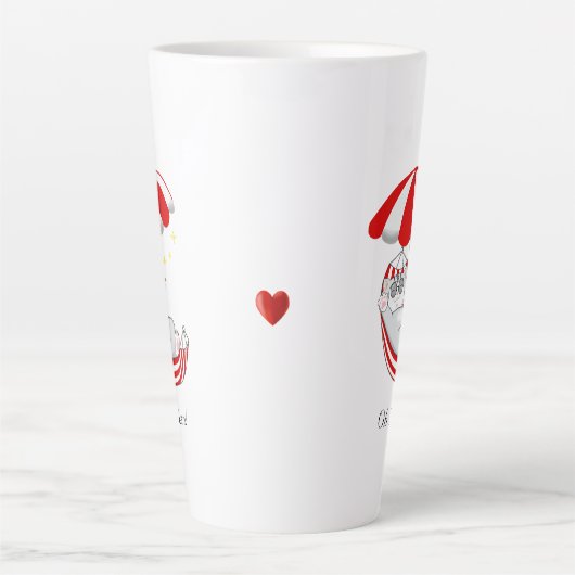 Cute Kitten in Red & White Hammock Latte Mok (Voorkant)