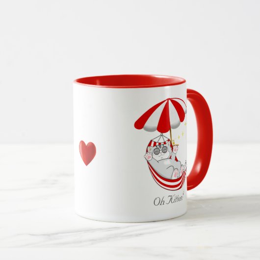 Cute Kitten in Red & White Hammock Mok (Voorkant rechts)