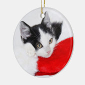Cute Kitten in Santa Hat Keramisch Ornament (Links)