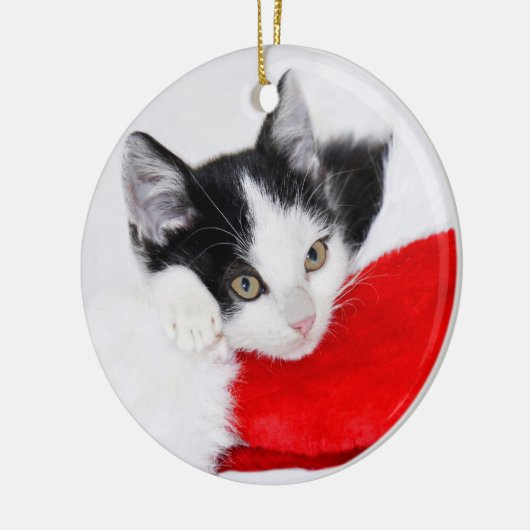 Cute Kitten in Santa Hat Keramisch Ornament (Links)
