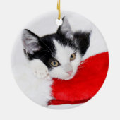 Cute Kitten in Santa Hat Keramisch Ornament (Achterkant)