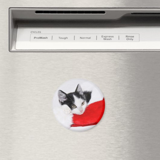 Cute Kitten in Santa Hat Magneet (Insitu (Vaatwasser))