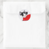 Cute Kitten in Santa Hat Ronde Sticker (Tas)