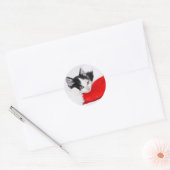 Cute Kitten in Santa Hat Ronde Sticker (Envelop)
