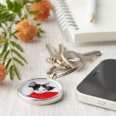 Cute Kitten in Santa Hat Sleutelhanger (Zijkant)