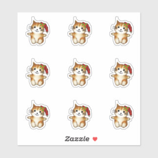 Cute Kitten in Santa Hat Sticker