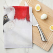 Cute Kitten in Santa Hat Theedoek (Quarter Fold)