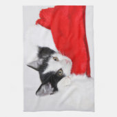 Cute Kitten in Santa Hat Theedoek (Verticaal)