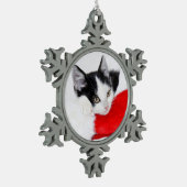 Cute Kitten in Santa Hat Tin Sneeuwvlok Ornament (Links)