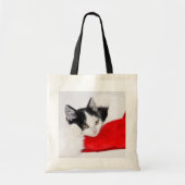 Cute Kitten in Santa Hat Tote Bag (Voorkant)