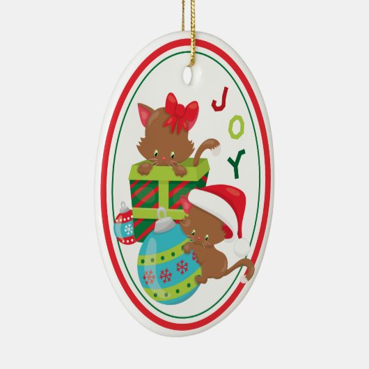 Cute Kitten Joy Kinder kerstversiering Keramisch Ornament (Rechts)