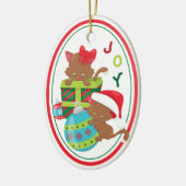 Cute Kitten Joy Kinder kerstversiering Keramisch Ornament (Links)