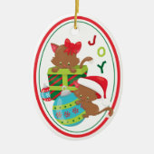 Cute Kitten Joy Kinder kerstversiering Keramisch Ornament (Voorkant)