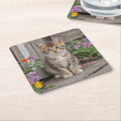 Cute Kitten Kartonnen Onderzetters (Schuin)