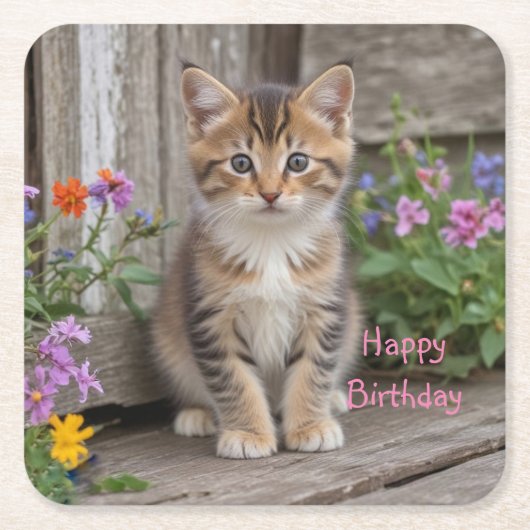 Cute Kitten Kartonnen Onderzetters (Voorkant)