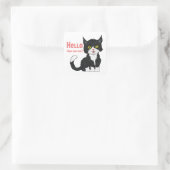 Cute Kitten Kat Cartoon Black Cat Hallo Vierkante Sticker (Tas)