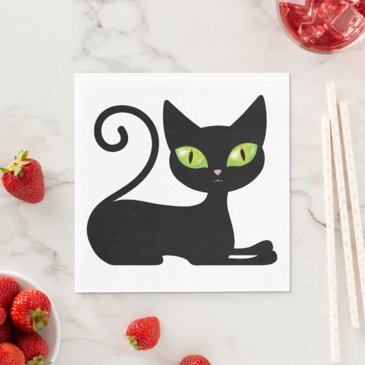 Cute Kitten Kat Halloween Black Cat Napkins Servet (Insitu)