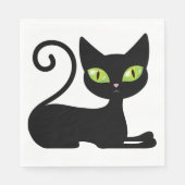 Cute Kitten Kat Halloween Black Cat Napkins Servet (Voorkant)