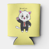 Cute kitten kat in business suit cartoon blikjeskoeler (Voorkant)